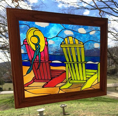 image result  window frame beach art faux stained glass stained