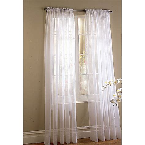 style selections   white sheer rod pocket single curtain panel