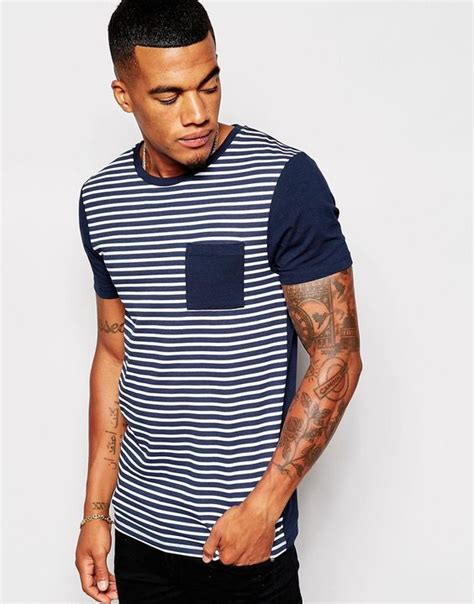 image   asos muscle fit  shirt  stripe  contrast pocket mens  shirts pinterest