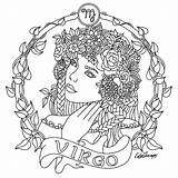 Coloring Virgo Pages Zodiac Libra Signs Colouring Printable Sagittarius Adult Color Beauty Adults Sheets Signo Book Mandala Horoscope Tattoo Designs sketch template