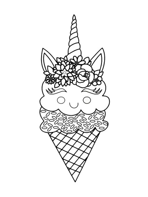 colouring page unicorn ice cream coloringpageca
