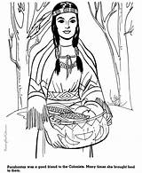 Coloring Pages Pocahontas History American Kids Printable Online Patriotic Printing Help Color Thanksgiving sketch template