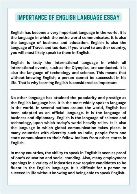 importance  english language essay   words