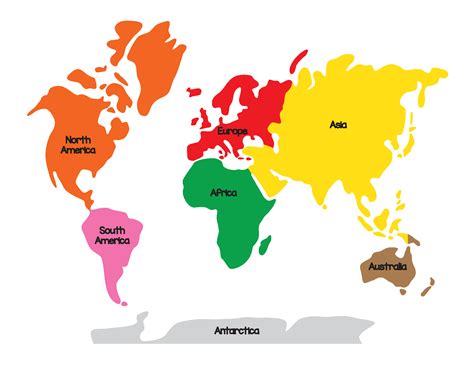 world map colored continents  map update