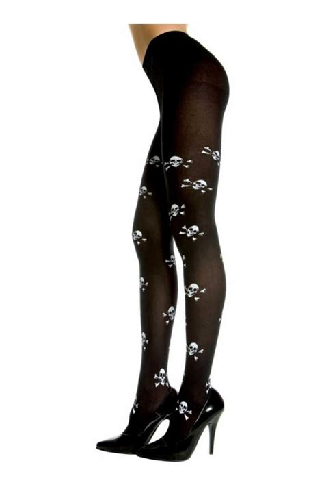 skull print opaque tights by music legs