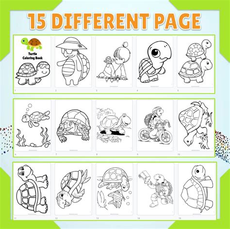 turtle coloring pages printable turtle coloring book  page etsy