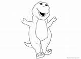 Barney Drawing Line Coloring Pages Friends Printable Kids sketch template