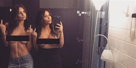 kim kardashian and emily ratajkowski s topless selfie