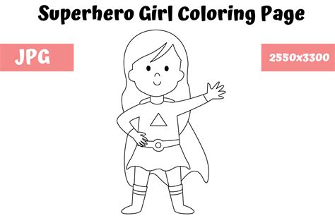 coloring page  kids superhero girl graphic  mybeautifulfiles