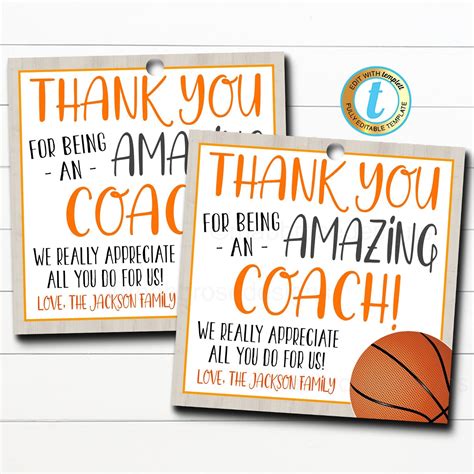 printable basketball coach   cards printable templates