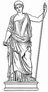Hera Coloring Greek Mythology Pages Drawing Goddess Gods Line Queen Daycoloring Statue sketch template