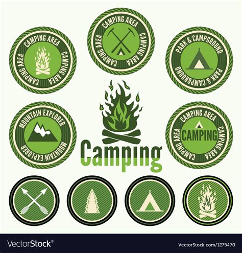 set of retro camping badges and labels royalty free vector