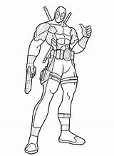 Deadpool Coloring Pages Printable Print Posing sketch template