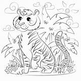 Tiger Coloring Tigers Comfortably sketch template