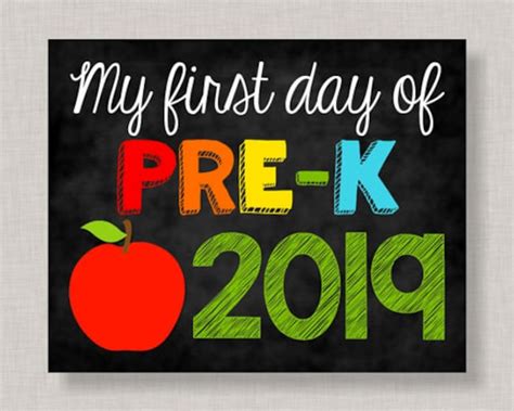 day  pre  signfirst day  pre kfirst day  preschool sign