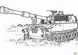 Coloring Pages Gun Military Colouring Drawing M109 Choose Board Adult Adults Supercoloring A4 Howitzer Line sketch template