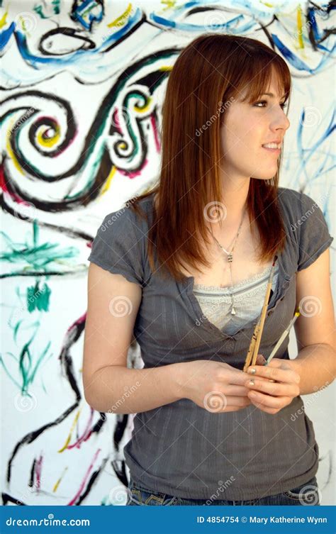 young female painter  artist stock images image
