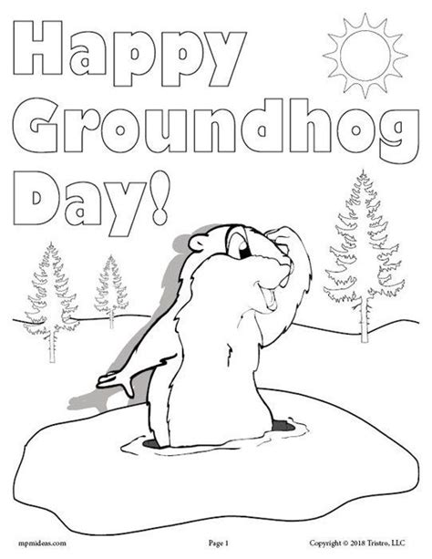 printable groundhog day coloring page happy groundhog day groundhog