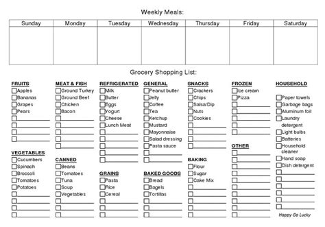 printable weekly meal planner grocery list stuff   pinterest