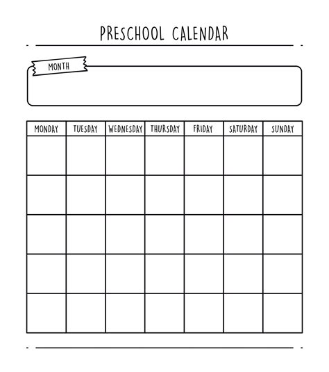 printable preschool monthly calendars  printable