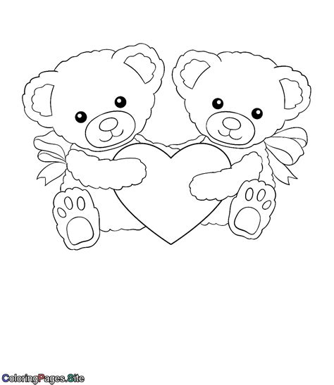 heart bear coloring page