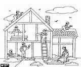 Coloring Construction House Pages General Working Under Printable Kids Colouring Builders Sheets Worker Gif sketch template