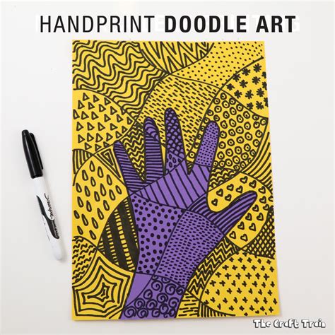 handprint doodle art  craft train