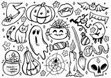 Calabaza Página Iconos Espeluznantes Dibujado sketch template