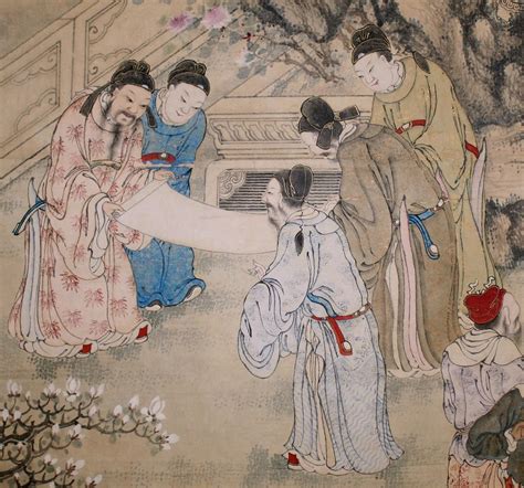 igavel auctions large chinese qing dynasty painting  scholars  figures   garden adap