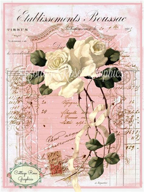 white roses french ephemera script shoppe pink single image etsy