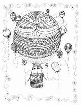 Coloring Air Hot Balloon Adult Pages Balloons sketch template