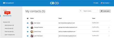 contacts list  easier project invitations