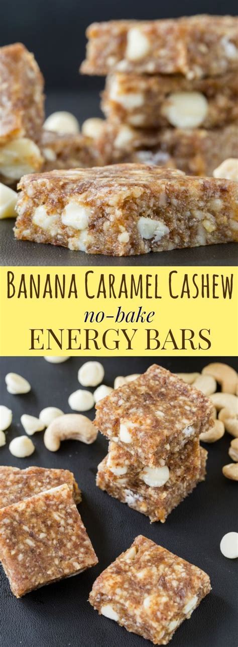 banana caramel cashew no bake energy bars only five