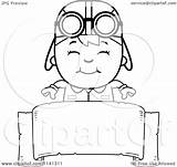 Boy Pilot Aviator Clipart Vector Sign Happy Over Coloring Cartoon Cory Thoman Outlined sketch template