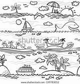 Doodle Beach Seamless Pattern Vector Shutterstock Stock Search Summer Cartoon sketch template