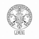 Gemelli Segno Colorare Zodiac Dello Adulta Simbolo Materiale Zodiaco Illustrativo Gemini sketch template