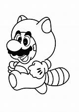 Mario Coloring Super Pages Raccoon Kids Costume sketch template