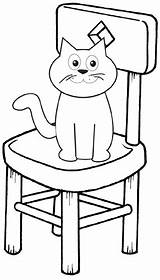 Chair Cat Coloring Sitting Cute sketch template
