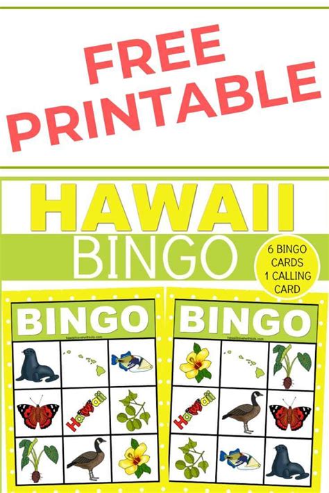 hawaiian bingo game  kids  printable hawaii travel  kids