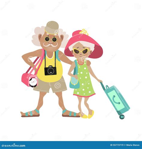 illustration of an elderly couple traveling stock vector image 55773719