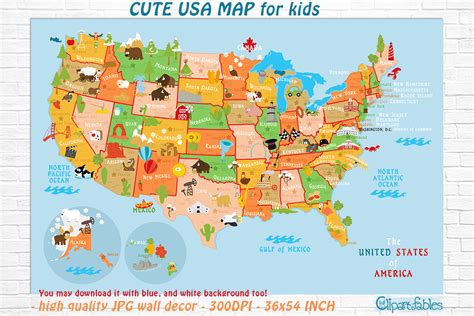 states usa map united states map colorful map childrens united