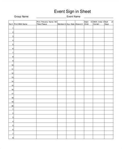 event sheet template  sheet templates