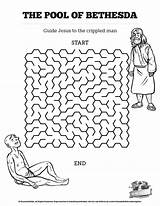Bethesda Sunday Heals Bible Lame Mazes Maze Worksheets Paralyzed Lowered Healed Sheets sketch template