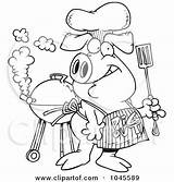 Pig Bbq Cartoon Outline Apron Wearing Clipart Clip Royalty Rf Toonaday Illustration Barbecue Grill Barbeque Illustrations Drawing Ron Leishman Drawings sketch template