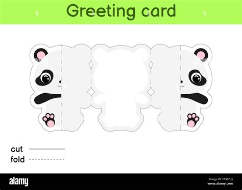 cute panda fold  long greeting card template great  birthdays