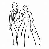 Bruid Zich Huwelijkspaar Verenigen Bruidegom Vectorillustra Groom sketch template