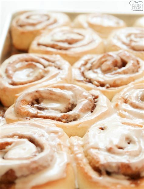 homemade cinnamon rolls butter with a side of bread