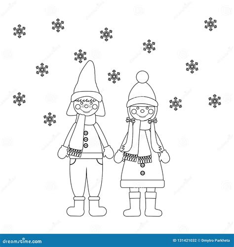 happy kids coloring page stock vector illustration  friendship