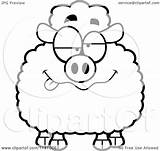 Cartoon Sheep Drunk Clipart Outlined Coloring Vector Cory Thoman Royalty sketch template