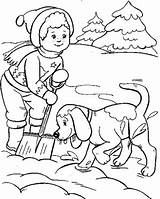 Coloring Snow Winter Boy Playing Dog Sheets Pages Kids Seç Pano Dogs Color Drawings Children Boyama sketch template